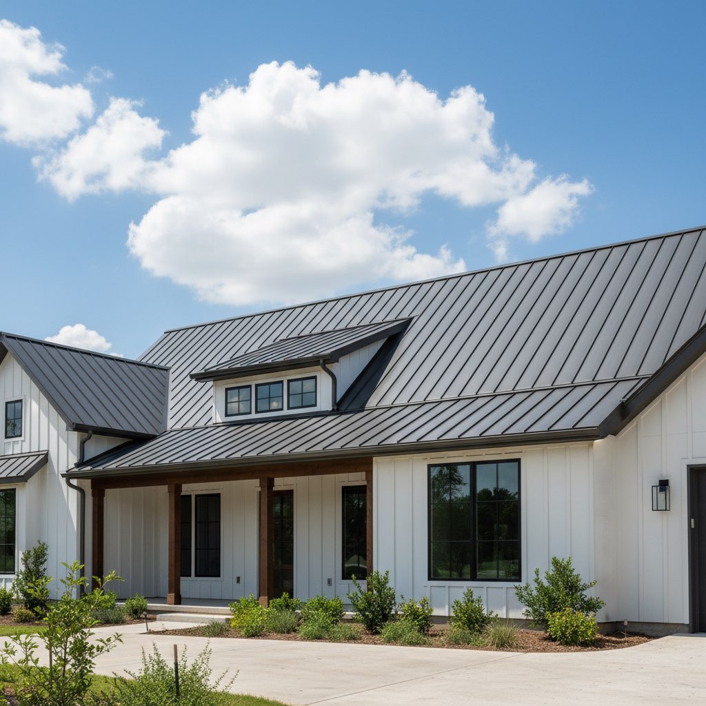 Standing seam metal roof installation on a home in Tampa, FL